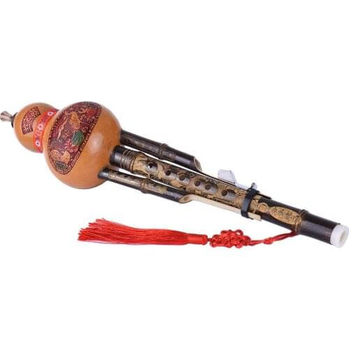 Muspor Chinese Handmade Hulusi Gourd Cucurbit Flute Ethnic Musical Instrument C Key Bb Tone for Beginner Music Lovers Gift