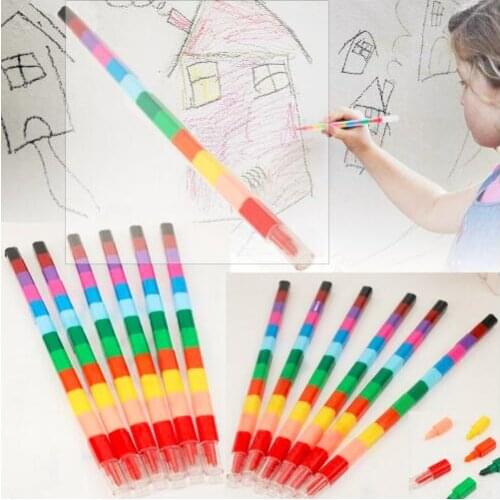 6/pcs or 12pcs Pop up Oil Pastel Crayons Pen Kids Swap Point Crayons Stacker Pencils DIY Party Loot Bag Fillers Drawing Pen