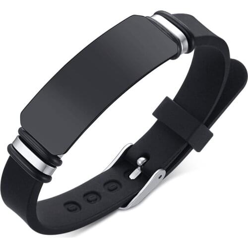 Modyle 2020 New Casual Personalize Engrave Silicone Bracelets for Men Women Stainless Steel ID Tag Custom Sports Gifts Jewelry