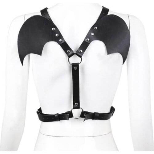 New Angel Demon Wings Cosplay Accessories Harness Top Tie Punk Style Body Belt New Gothic PU Leather Retro Medieval Renaissance