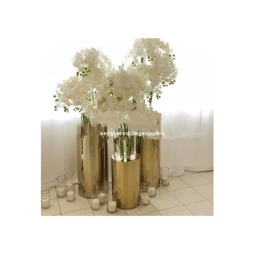 Wholesale Price Gold Round Plinth Wedding Stage Pillar Decoration High Quality Multicolor Plinth Round senyu1663