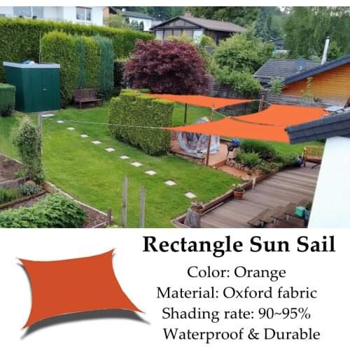 Orange Rectangle Pergola Oxford Sun Sail Shading 95% Yard Waterproof Camping Outdoor Anti-UV Terrace Tent Garden Gazebo Awning