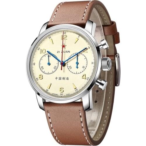 Authentic Mens 1963 42mm Panda Dial Watch Pilot Chronograph Wristwatch Seagull ST19 Hand Winding Movement reloj mecánico