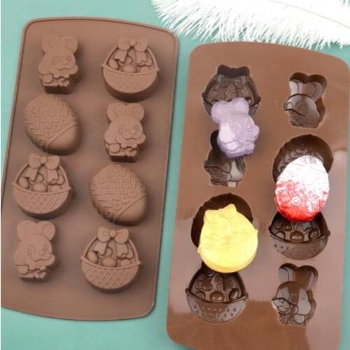 Easter Baking Tools Easter Chocolate Mold Rabbit Egg Shapes Fondant Molds Jelly and Candy 3D DIY SN3715