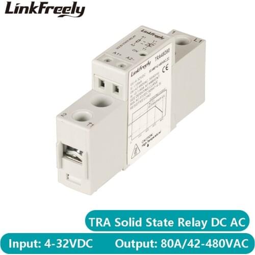 TRA48D80 80A Mini Semiconductor Solid State Relay 5V 12V 24VDC Input Output 42-480VAC Voltage SSR Relay Module & Board DC AC