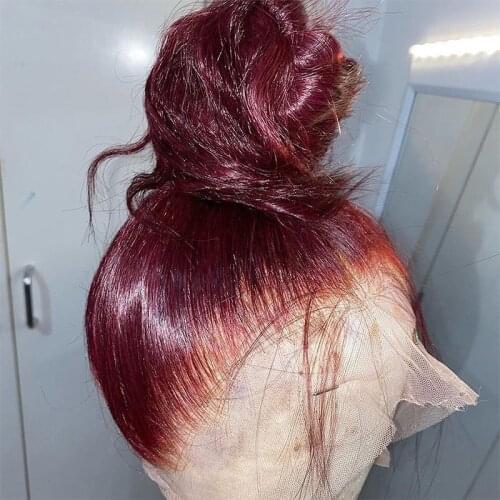 99J Straight Lace Part Wigs 13x1+4x1 Lace Part Human Hair Wigs for Women Brazilian Remy Hair Wig 10"-28"