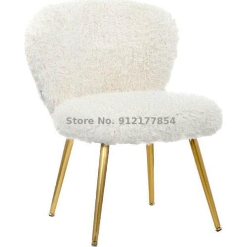 Light luxury dining table dressing chair home girls bedroom chair imitation wool fashion personality chair makeup chair dining