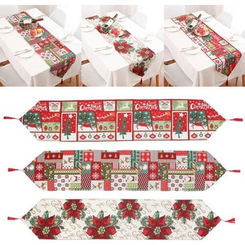 Christmas tablecloth Christmas decorations Santa snowman elk table runner home Christmas table decoration table runner