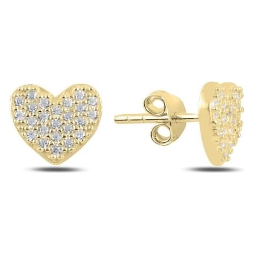 Silver 925 Sterling Heart Zircon Stone Earrings