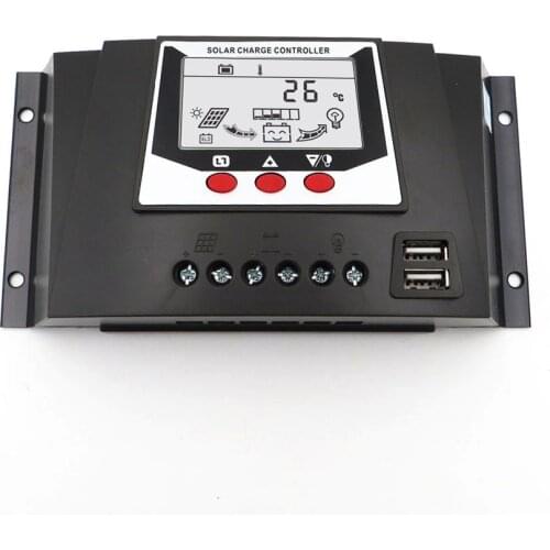 60/50/40/30/20/10A LCD display solar charger seale AGM GEL Iron li-ion lithium battery PWM solar charge controller USB 5V