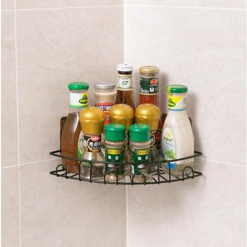 Punch-free Corner Storage Shelves Iron Bathroom Tripod Racks Wall Mounted Cosmetics Shower Gel Storage Organizer
