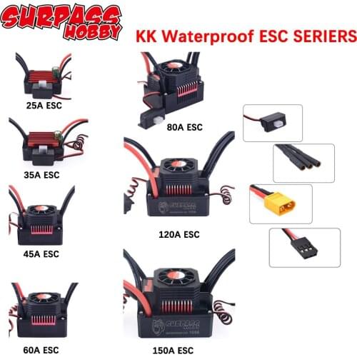 SURPASS HOBBY XT60 Waterproof Brushless ESC Electronic Speed Controller 45A 60A 80A 120A 150A ESC for 1/8 1/10 1/12 1/18 RC Car