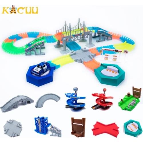 Glowing Race Track DIY Universal Accessories Ramp Turn Road Bridge Crossroads Rail Car Toy Racing Tracks Kids Gifts