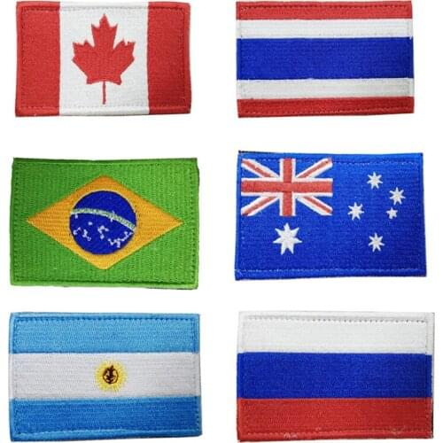 Embroidered patches for Canada, Thailand, Brazil, Australia, Argentina and Russia
