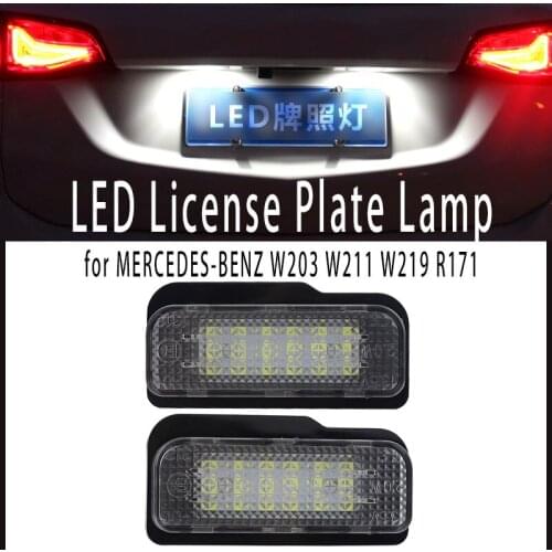 2pcs White Canbus LED License Number Plate Light No Error Tail Light Lamp High Power for MERCEDES-BENZ W203 W211 W219 R171