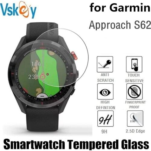 VSKEY 10pcs Tempered Glass for Garmin Approach S62 Round Smart Watch Screen Protector Garmin S62 Protective Film