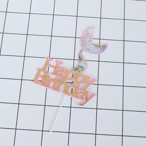 Pearl sequins mermaid illusion tail pearl coral birthday scene decoration wedding birthday cake tag card baking cake decoration