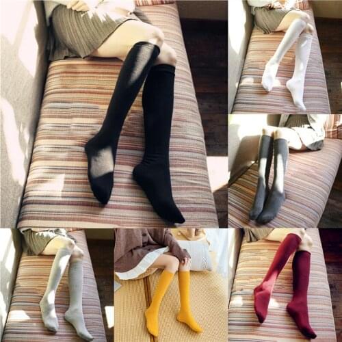 Harajuku Retro Women Cotton Autumn Winter Long Socks Casual Thick Warm Sock Lady Gift White Black Yellow Grey Red School Girl
