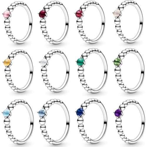 100% 925 Sterling Silver Valentines True Colours Birthstone Collection pan Rings For women Fashion Jewelry
