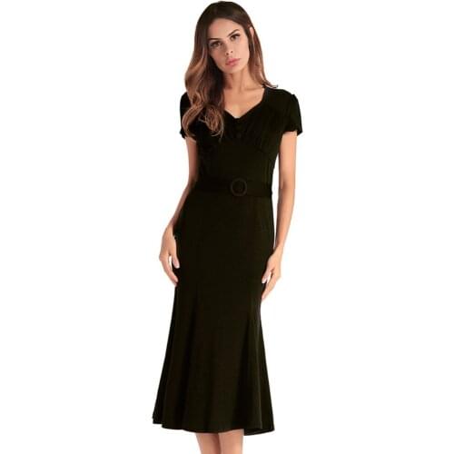 2019 new spring and summer womens fashion sexy leisure office work home beach folds wrapped chest fishtail dress