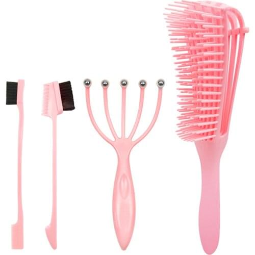 3pcs Massage Comb Kit Detangling Octopus Comb Massage Claw Eyebrow Brush Scalp Massage Comb Kit Hairdressing Hair Care