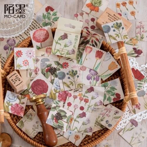 46 Pcs Vintage Plant Flower Decorative Sticker Diy Diary Journal Scrapbooking Planner Label Stickers Aesthetic Kawaii Stationery