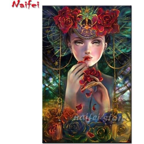 5d Diy Diamond Painting Beauty Fairy The Rose Eater Full Square Drill Diamond Embroidery Flower elf Cross-stitch Decoration Home