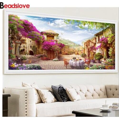 5D Diy Diamond Painting European Garden Scenery Cross Stitch Needlework Full Square Round Diamond Embroidery for sale Large Art