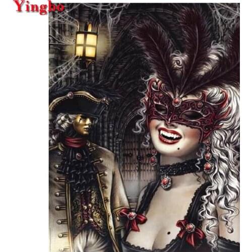 5D Full resin Square/round Diy Diamond Painting Mask vampire woman Diamond Embroidery sales Mosaic diamond pictures