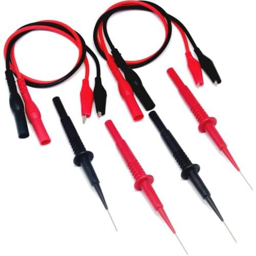 AideTek sharp hard stainless steel needle test leads for multimeter 600V 1A 4mm alligator clip 40mm length 2P1040SET