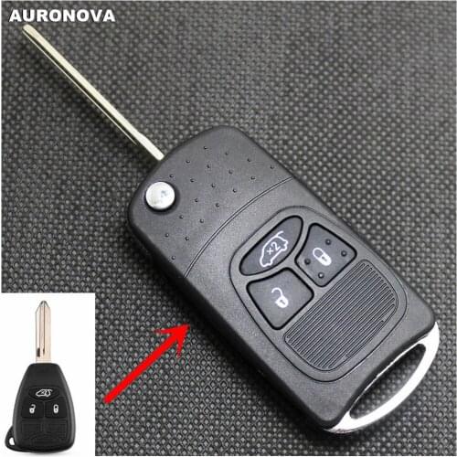 AURONOVA Upgrade Folding Key Shell for Chrysler Dodge Jeep Avenger Nitro Dodge 2 Button Remote Car Key Fob Shell Case