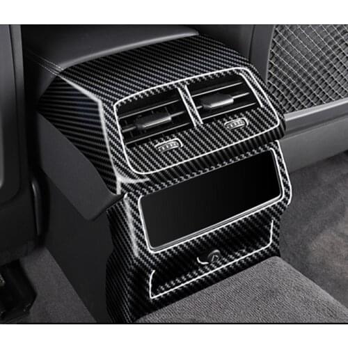 Car Styling Rear Air Outlet Frame Decoration Cover Trim For Audi A6 C8 2019 Carbon Fiber Color Storage Box Panel Decals