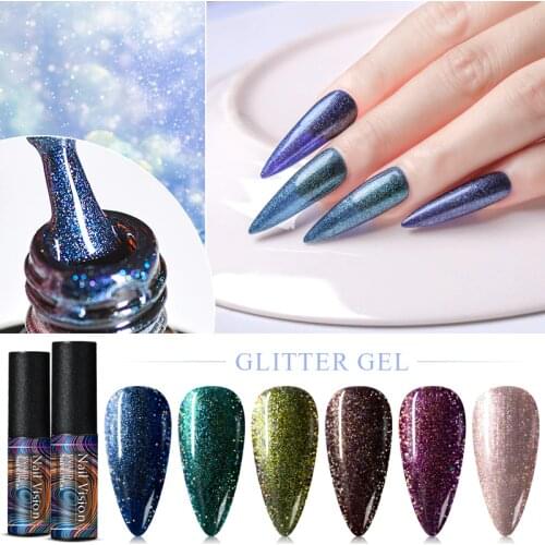 Glitter Nail Gel Polish Holographic Glitter Platinum Semi permanent UV LED Gel Nail Polish Manicure Soak Off Nail Art Varnish