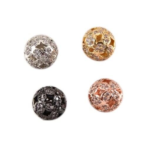 Micro Pave Zircon Beads Round Ball Charms for Bracelet Making Jewelry