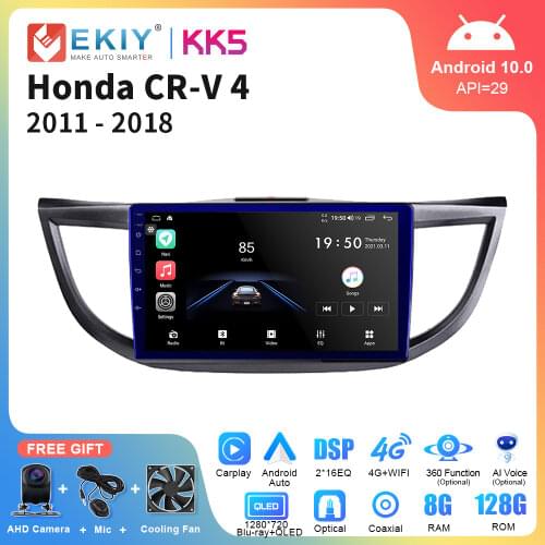 EKIY Android 10.0 Car Radio For Honda CRV CR-V 2012-2015 10 inch Multimedia Video Player Smart Tape Recorder 4G WIFI Head Unit