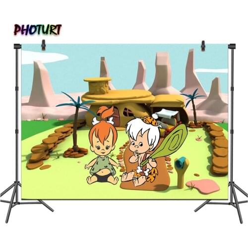 PHOTURT Flinstones Photography Backdrops Baby Shower Kids Birthday Background Cartoon Doll Vinyl Photo Studios Props