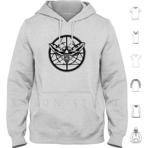 Moth Totem Geometrical Design | Ink Tattoo Style Hoodies Long Sleeve Moth Totem Geometric Geometrical Design