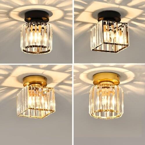 Crystal Led Ceiling Lights Modern Ceiling Lamp Balck Gold Silver Plafonnier Round Square Bar Living Room Kitchen Plafondlamp E27