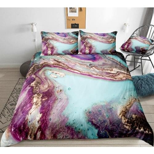 Marble Bedding Set Liquid Marble Duvet Cover Set Purple Blue Bed Linen Luxury Bed Set Boy Girl Home Textile Abstract Bedclothes