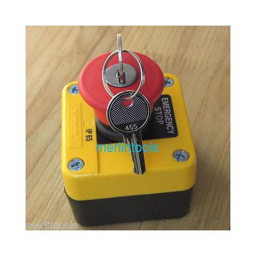 Red Sign Emergency Stop Push Button Switch & Key / 660V