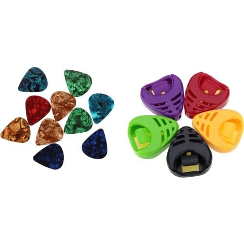 15 Pcs Guitar Pick: 10 Pcs Stylish Colorful Celluloid Guitar Pick 0.71Mm & 5 Pcs Plastic Heart-Shaped Guitar Pick Plectrum Holde