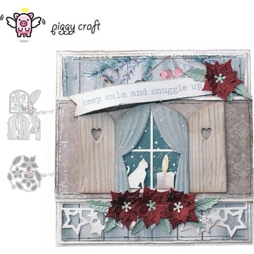 Piggy Craft metal cutting dies cut die mold Flower leaf window curtain Scrapbook paper craft knife mould blade punch stencils