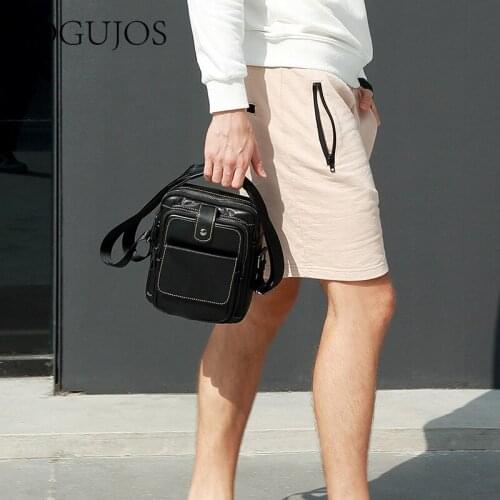 First Layer Cowhide Multi-Functional Leather Simple Fashion Solid Color Men Handbag Large Capacity Retro Handmade Shoulder Bags