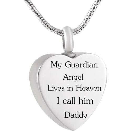 Forever in My Heart Cremation Necklace My Guardian Angel Lives in Heaven I Call Him Daddy Keepsake Urn for Ashes
