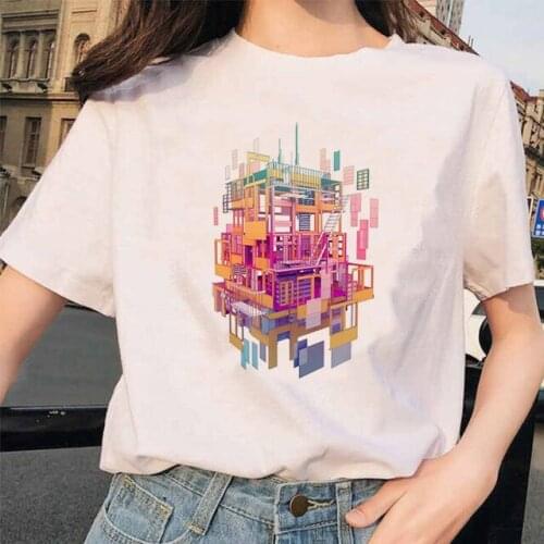 Geometry Printed T Shirt Geometric Love Shirt Harajuku Tops Tee Women Graphic T-shirt Unisex Short Sleeve Animal Tshirt Female