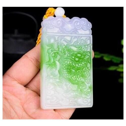 Wholesale Chinese white green jade Dragon Pendant Necklace Charm Jewellery Fashion Accessories Hand-Carved Man Lucky Amulet Gift