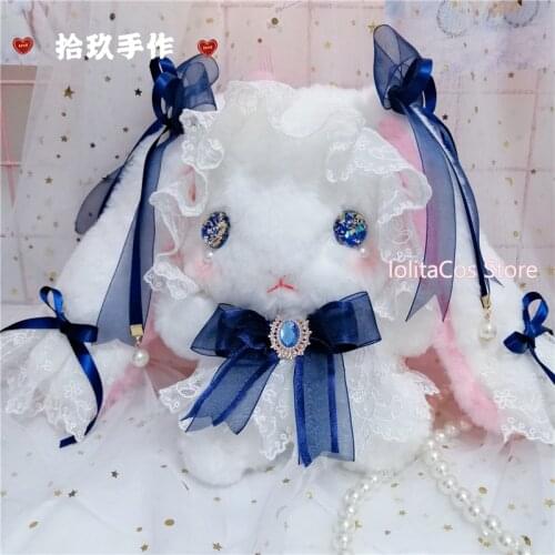 Original Soft Girl Lovely Bowknot Lace Rabbit Lolita Messenger bag Harajuku Cute Bunny Plush Doll Shoulder Bag Kawaii Gift