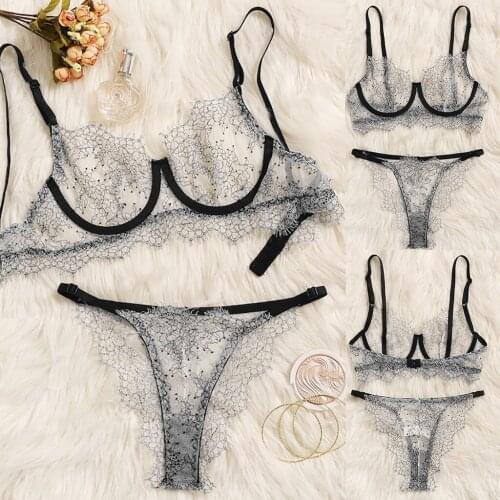 Sexy Lingerie Corset Lace Underwire Racy Muslin Sleepwear Underwear Tops and Briefs Fashion Sous Vetement Femme Sexy Ensemble