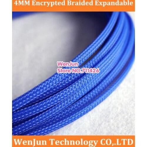 DIY Blue PET 4MM Encrypted Braided Expandable Sleeving 4MM Snake Skin Network Weave network Shockproof network