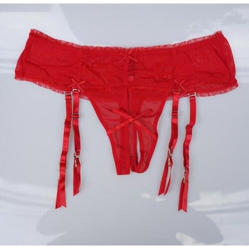 Open Crotch Garters Gauze Sexy Thong Removable Suspender Belts Metal Buckles Garter Belts for Stockings XL Sexy Lingerie GA1083